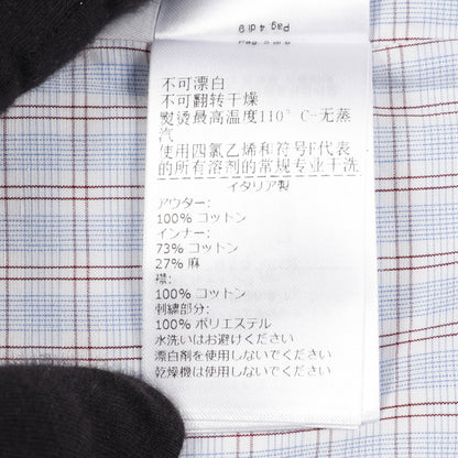 ダブルレイヤー Tシャツ クルーネック 半袖 チェック コットン ホワイト ボッテガヴェネタ トップス BOTTEGA VENETA