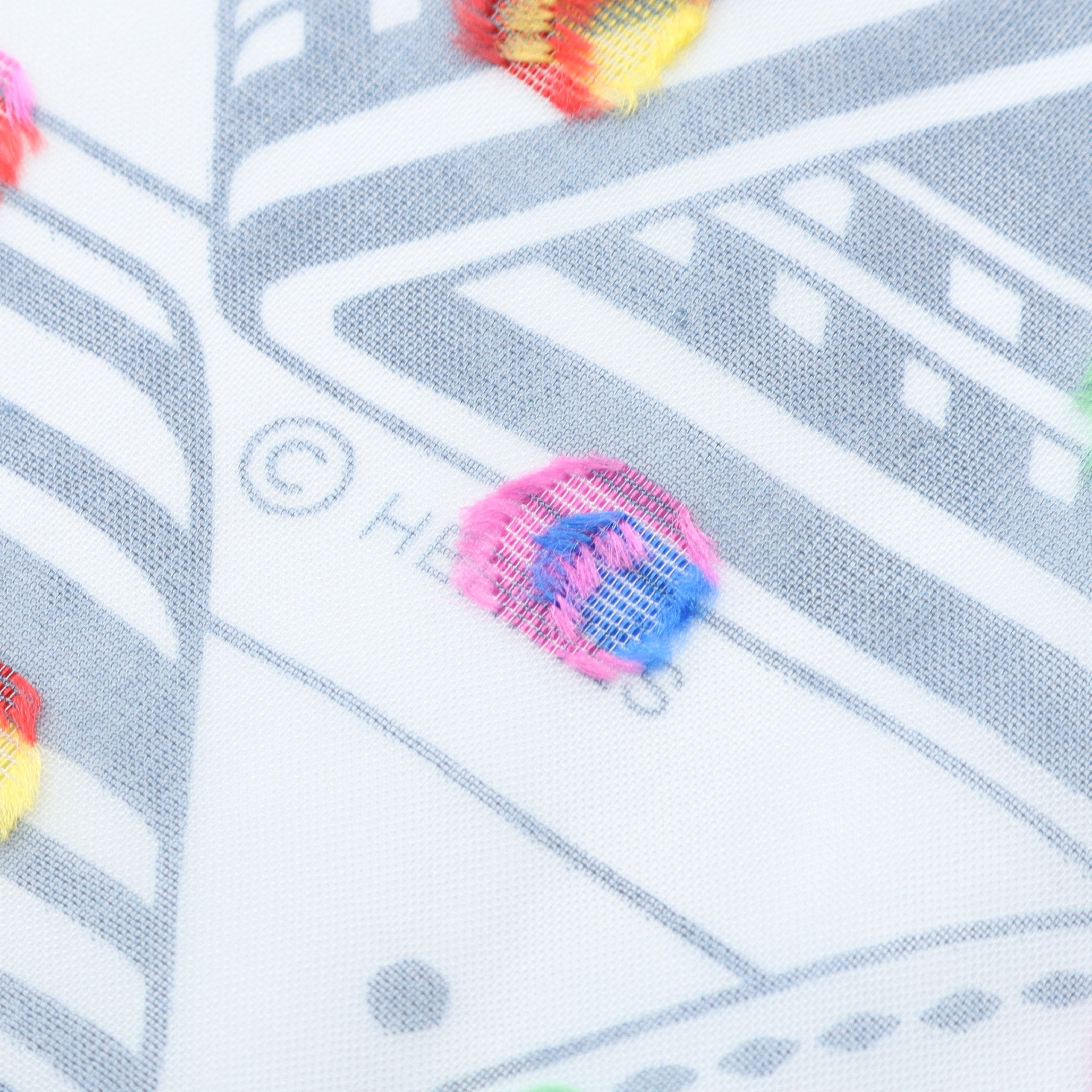 HERMES エルメス スカーフ カレ60 シルクモスリン ジグザグのサングル レインボードット ブルー 2023年 美品 aq8989