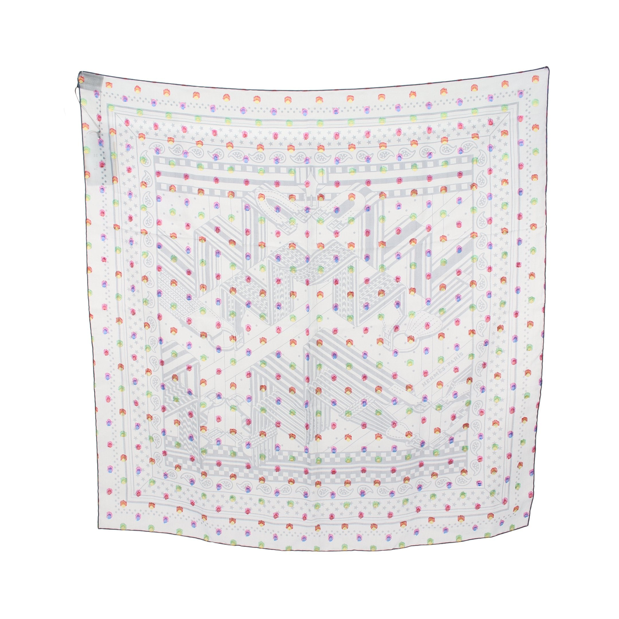 エルメス カレ140《バラ園》シルクモスリン 大判スカーフ 花柄 タグ