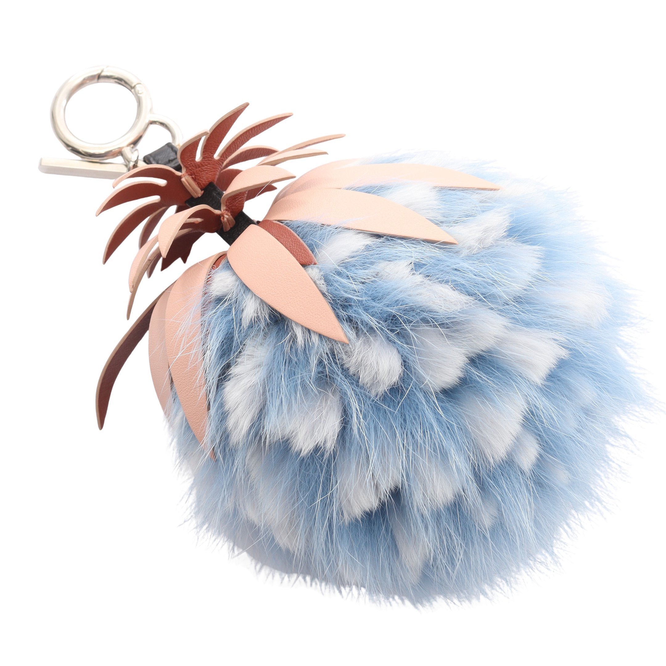 パイナップル バッグチャーム ラビットファー レザー ライトブルー