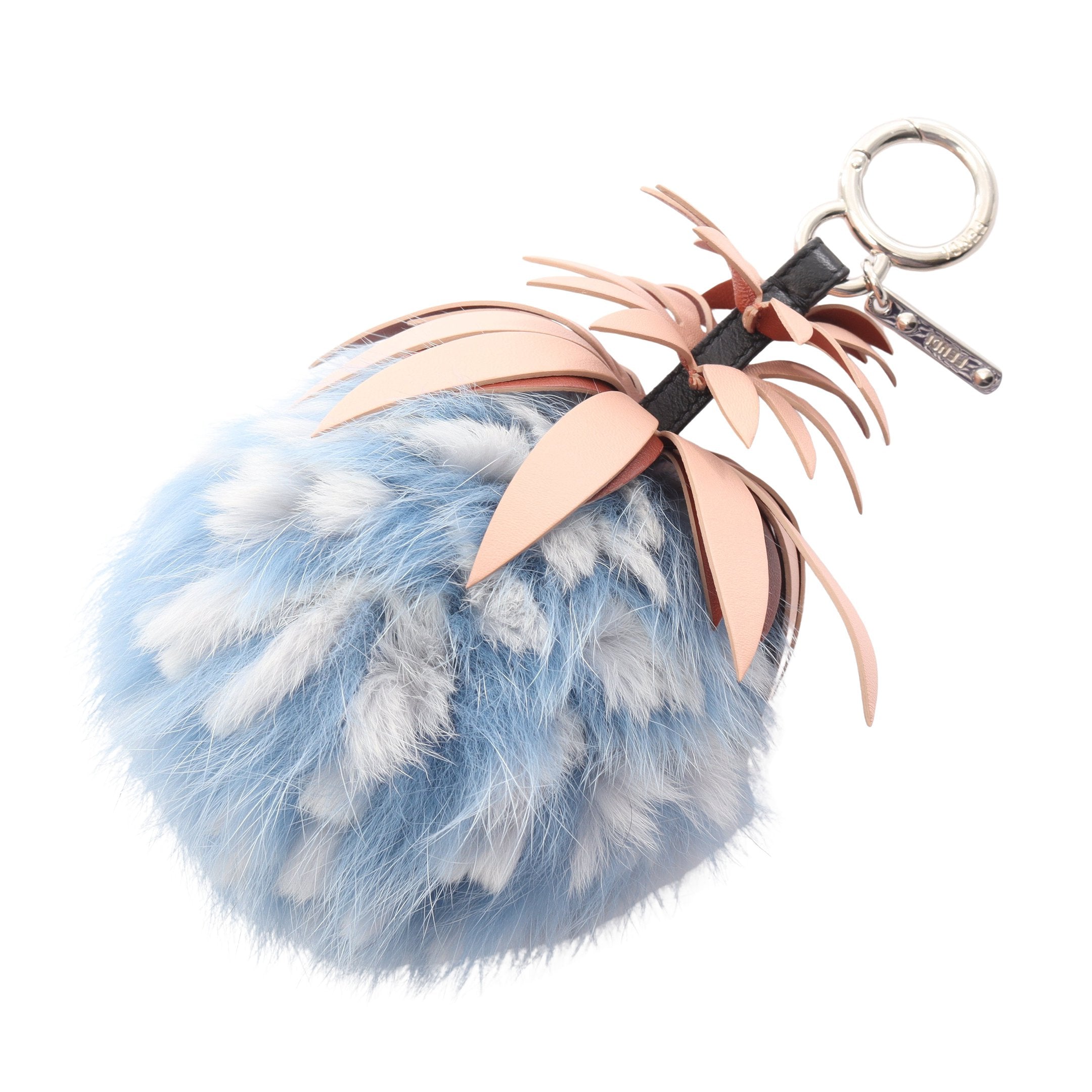 パイナップル バッグチャーム ラビットファー レザー ライトブルー