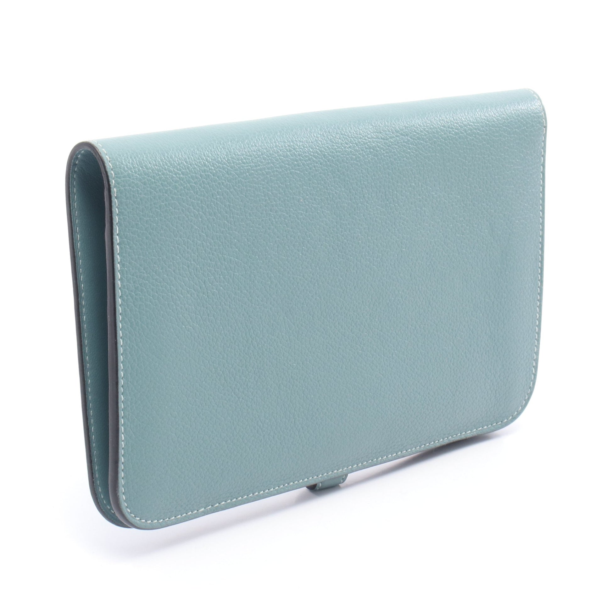 ドゴンGM 二つ折り長財布 エバーカラー ブルー シルバー金具 R刻印  