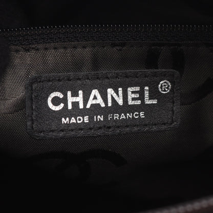 カンボンライン ミディアム ハンドバッグ トートバッグ レザー ベージュ ブラック シルバー金具 シャネル バッグ CHANEL