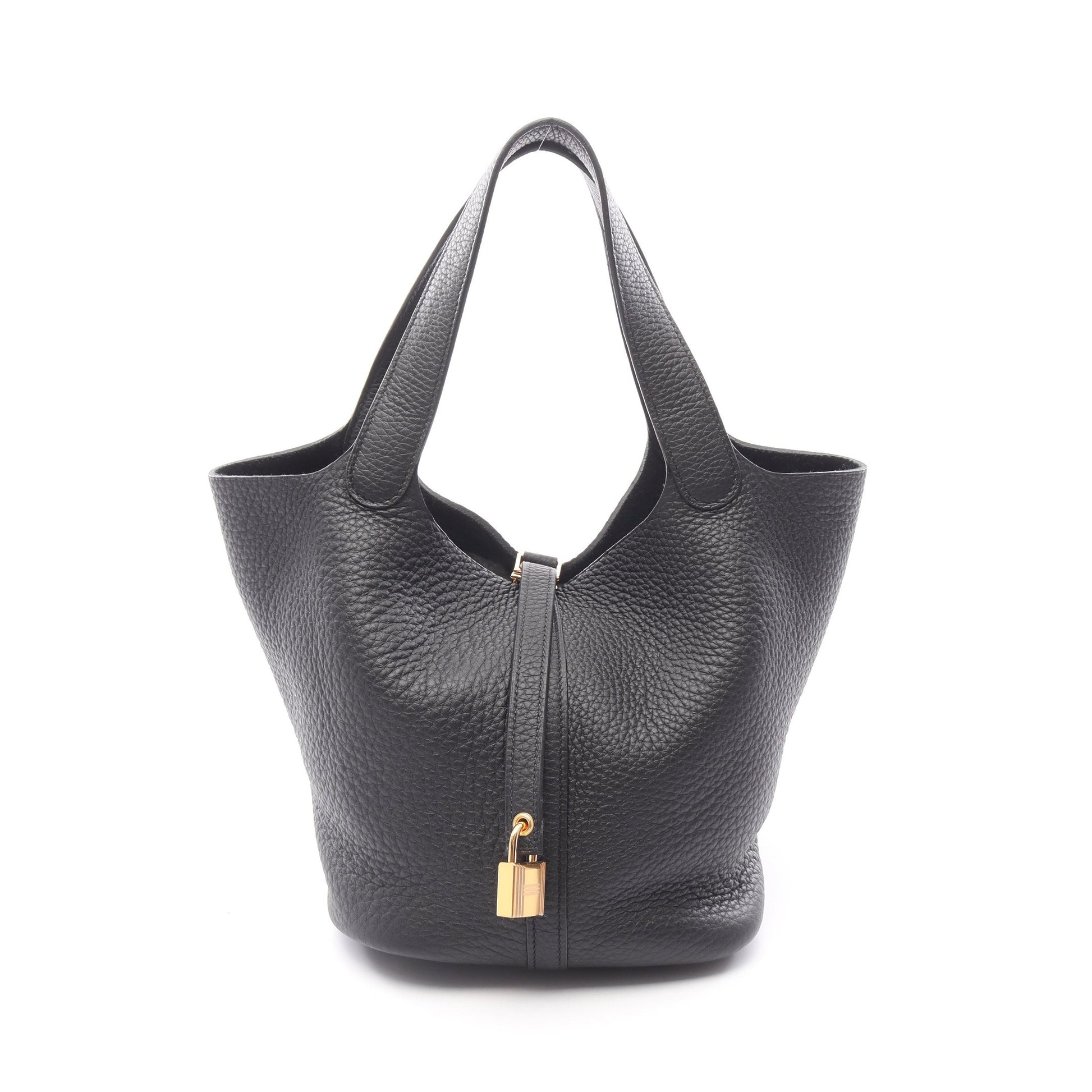 ピコタンロックMM ハンドバッグ トリヨンクレマンス ブラック ゴールド金具 W刻印 エルメス バッグ HERMES