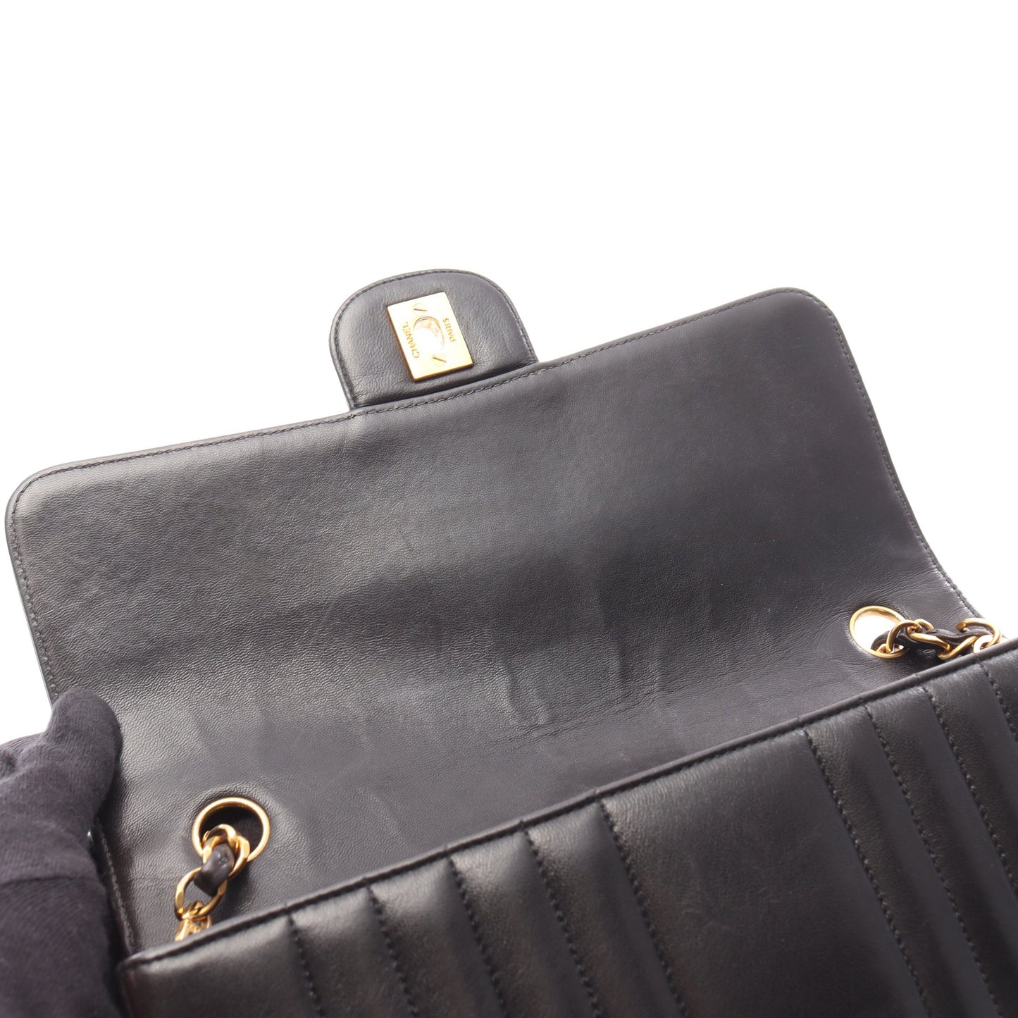マドモアゼル チェーンショルダーバッグ ラムスキン ブラック ゴールド金具 シャネル バッグ CHANEL