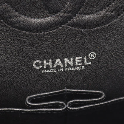 マトラッセ Wフラップ Wチェーンショルダーバッグ キャビアスキン ブラック シルバー金具 シャネル バッグ CHANEL