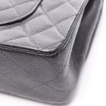 マトラッセ Wフラップ Wチェーンショルダーバッグ キャビアスキン ブラック シルバー金具 シャネル バッグ CHANEL