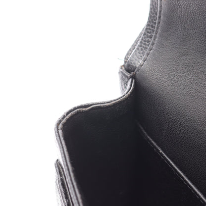 マトラッセ Wフラップ Wチェーンショルダーバッグ キャビアスキン ブラック シルバー金具 シャネル バッグ CHANEL