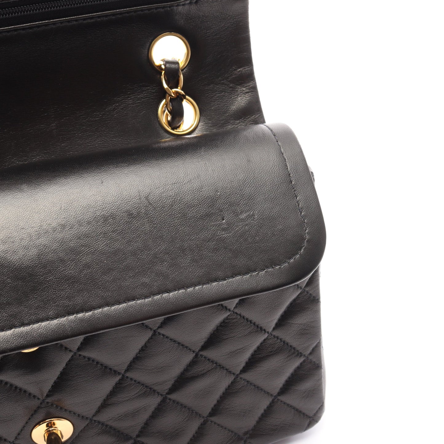 マトラッセ Wフラップ Wチェーンショルダーバッグ ラムスキン ブラック ゴールド金具 シャネル バッグ CHANEL