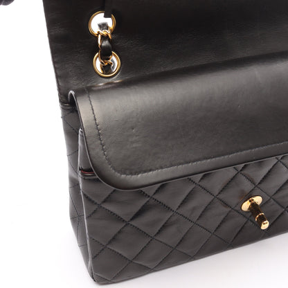 マトラッセ Wフラップ Wチェーンショルダーバッグ ラムスキン ブラック ゴールド金具 シャネル バッグ CHANEL