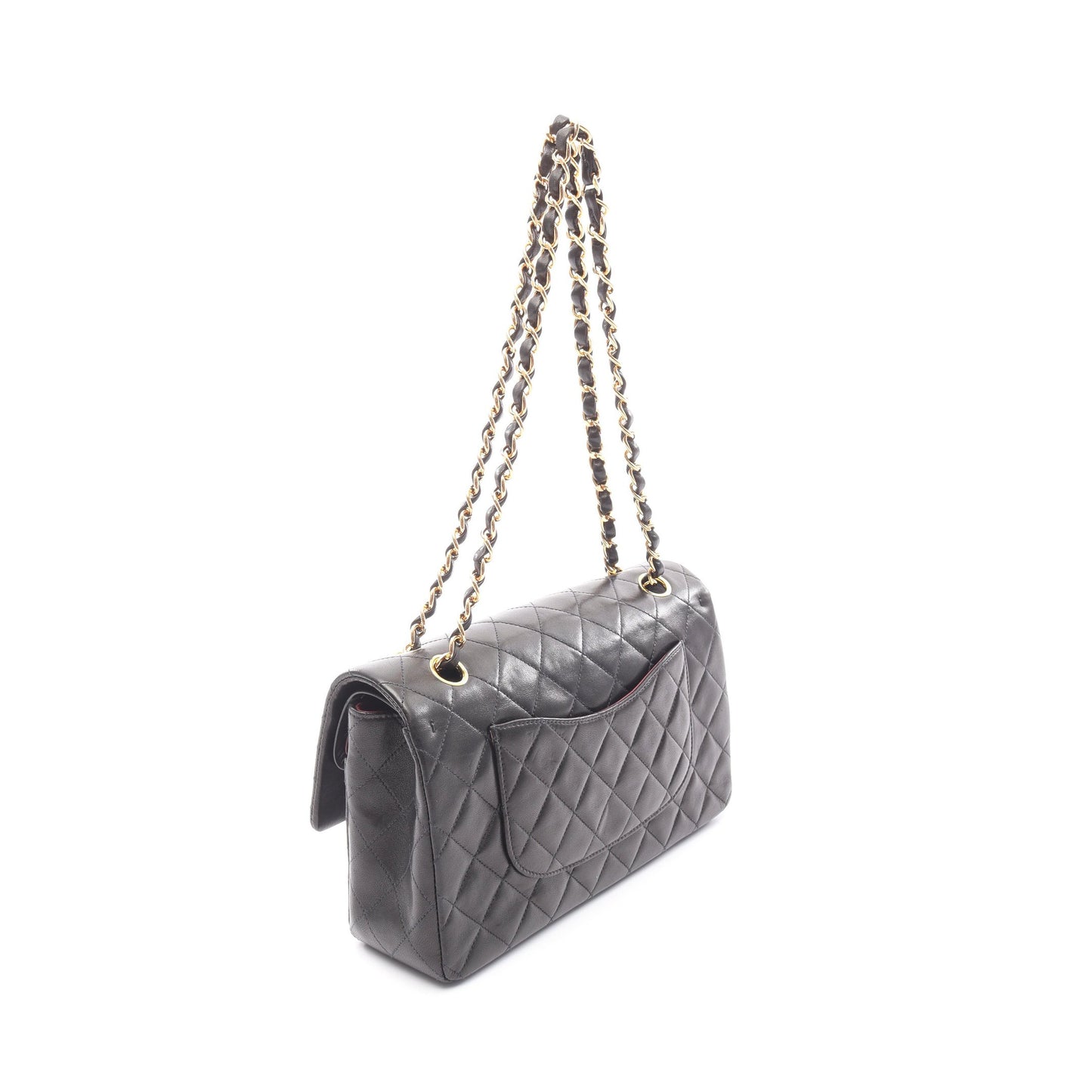 マトラッセ Wフラップ Wチェーンショルダーバッグ ラムスキン ブラック ゴールド金具 シャネル バッグ CHANEL