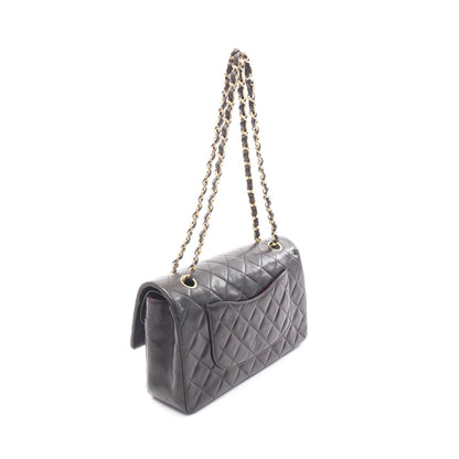 マトラッセ Wフラップ Wチェーンショルダーバッグ ラムスキン ブラック ゴールド金具 シャネル バッグ CHANEL