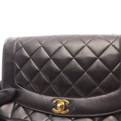 マトラッセ ダイアナフラップ チェーンショルダーバッグ ラムスキン ブラック ゴールド金具 シャネル バッグ CHANEL