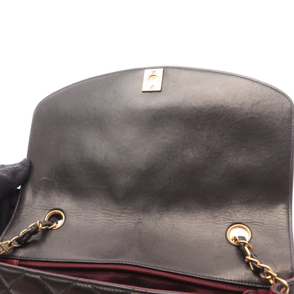マトラッセ ダイアナフラップ チェーンショルダーバッグ ラムスキン ブラック ゴールド金具 シャネル バッグ CHANEL