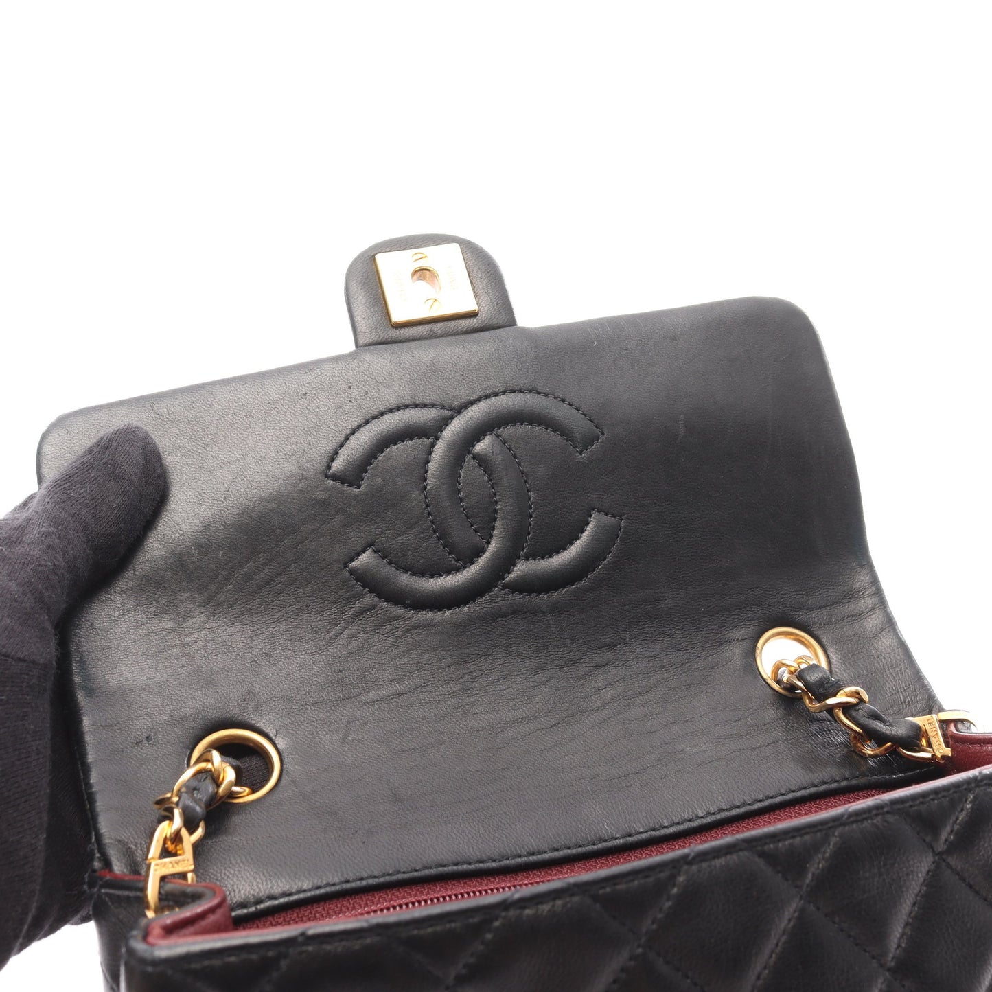 ミニマトラッセ20 チェーンショルダーバッグ ラムスキン ブラック ゴールド金具 シャネル バッグ CHANEL