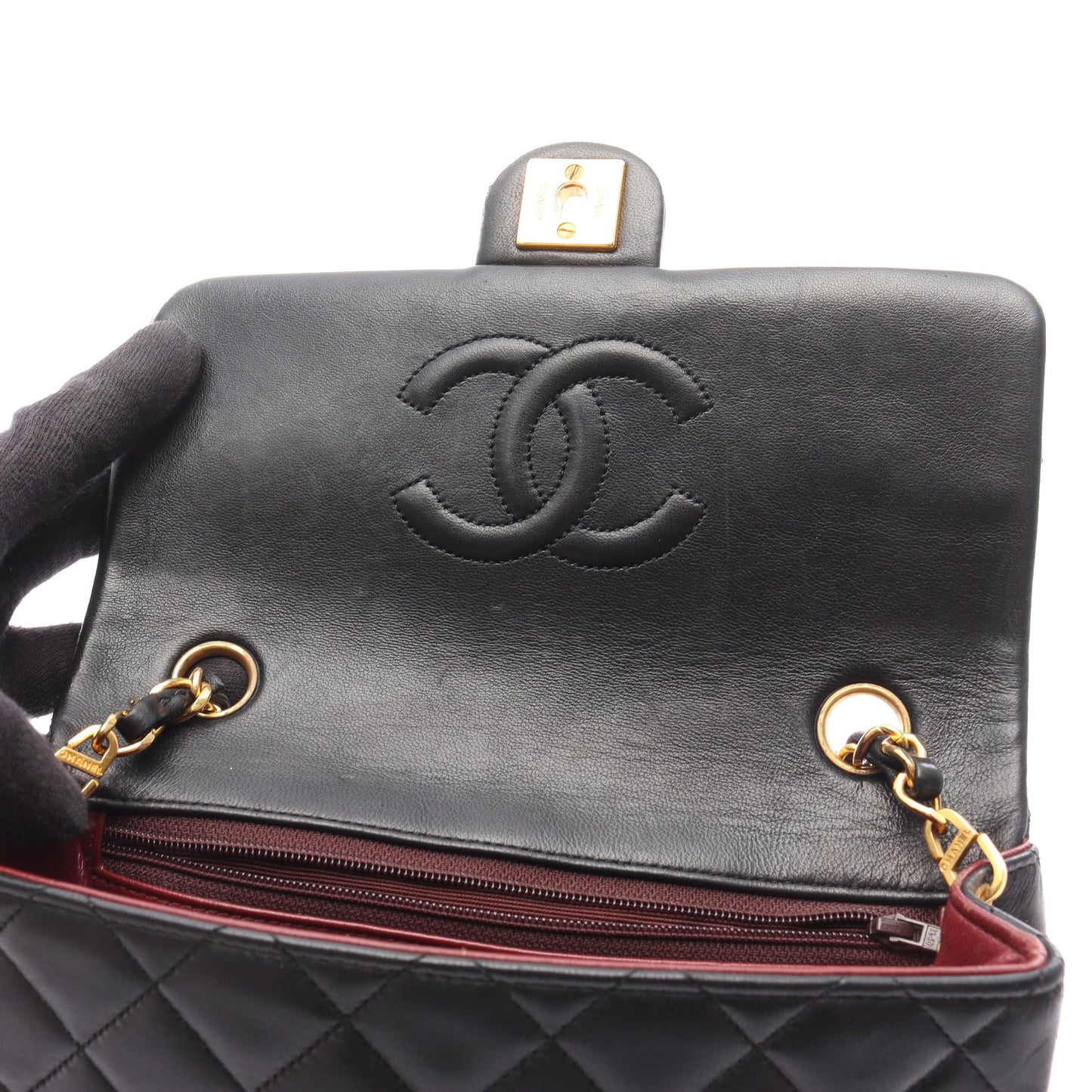 ミニマトラッセ20 チェーンショルダーバッグ ラムスキン ブラック ゴールド金具 シャネル バッグ CHANEL