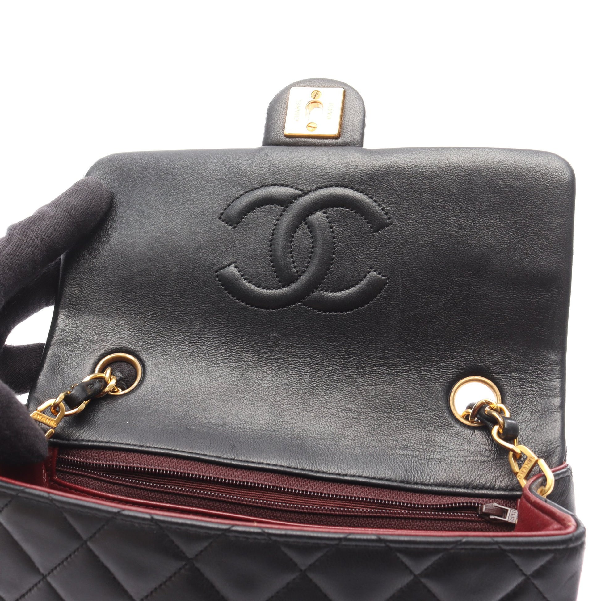 ミニマトラッセ20 チェーンショルダーバッグ ラムスキン ブラック ゴールド金具 シャネル バッグ CHANEL