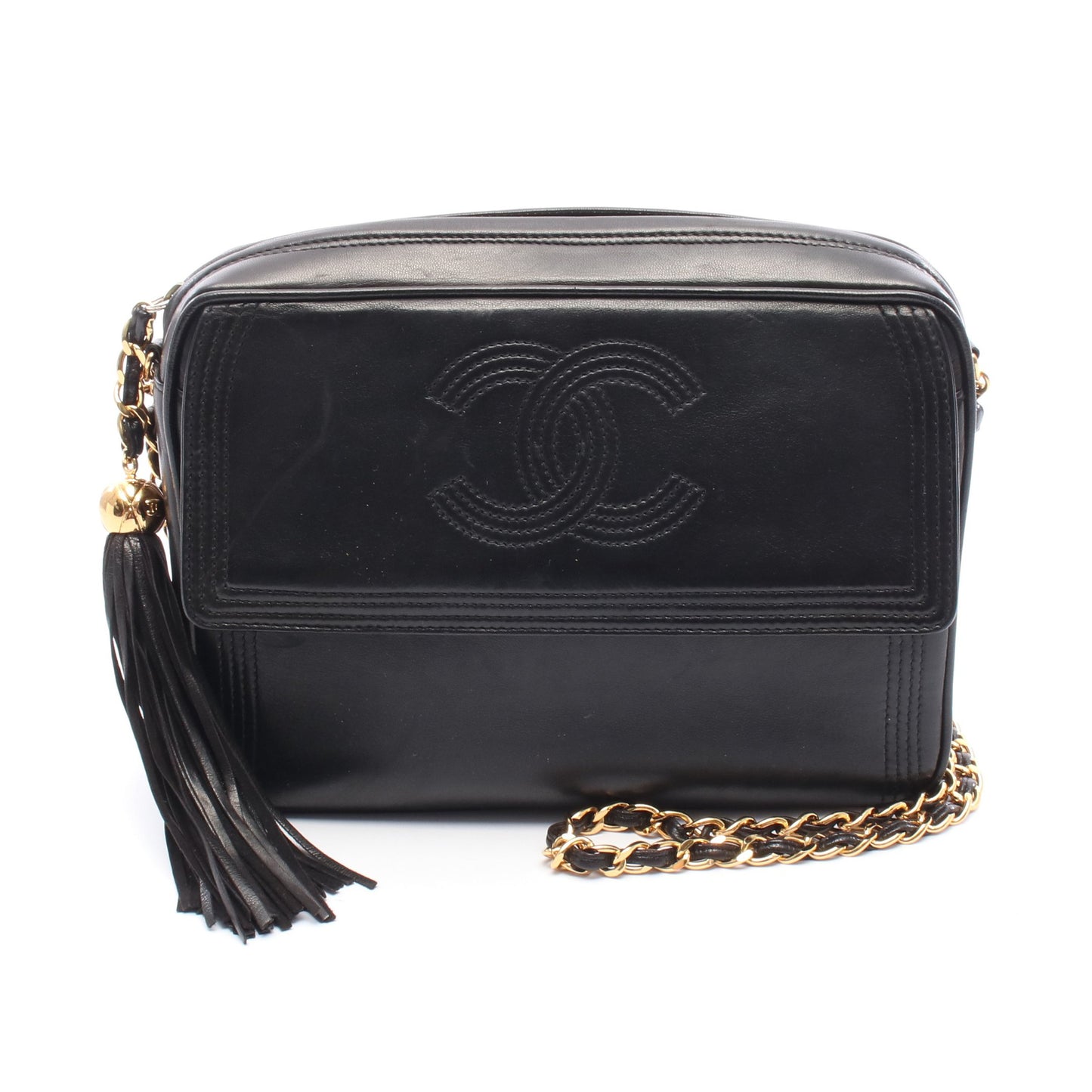 ココマーク チェーンショルダーバッグ ラムスキン ブラック ゴールド金具 シャネル バッグ CHANEL