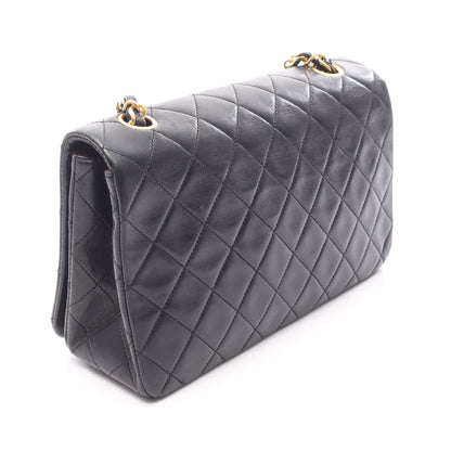 マトラッセ フルフラップ チェーンショルダーバッグ ラムスキン ブラック ゴールド金具 シャネル バッグ CHANEL