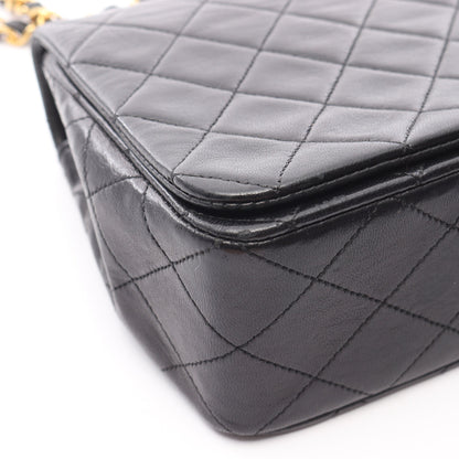 マトラッセ フルフラップ チェーンショルダーバッグ ラムスキン ブラック ゴールド金具 シャネル バッグ CHANEL