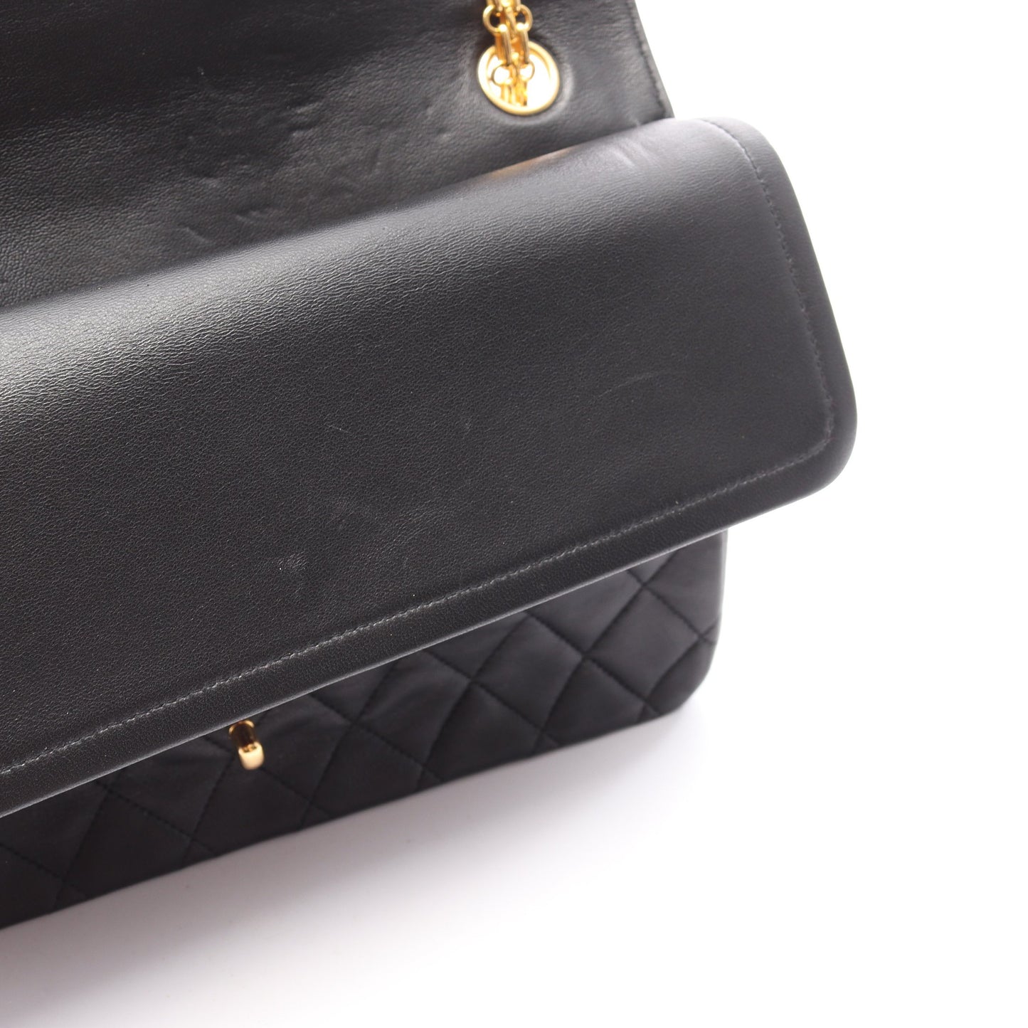 マトラッセ Wフラップ Wチェーンショルダーバッグ ラムスキン ブラック ゴールド金具 シャネル バッグ CHANEL