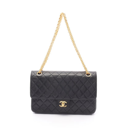 マトラッセ Wフラップ Wチェーンショルダーバッグ ラムスキン ブラック ゴールド金具 シャネル バッグ CHANEL