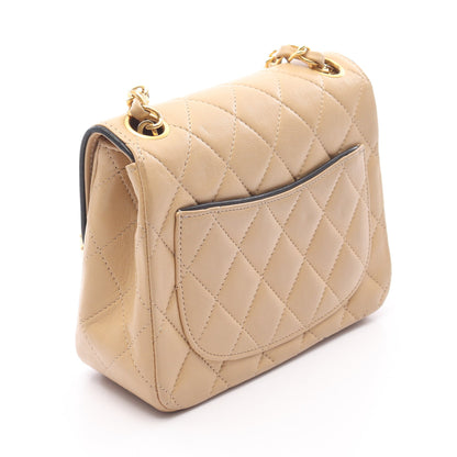 ミニマトラッセ チェーンショルダーバッグ ラムスキン ベージュ ブラック ゴールド金具 シャネル バッグ CHANEL