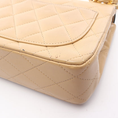 ミニマトラッセ チェーンショルダーバッグ ラムスキン ベージュ ブラック ゴールド金具 シャネル バッグ CHANEL