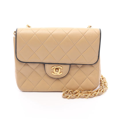 ミニマトラッセ チェーンショルダーバッグ ラムスキン ベージュ ブラック ゴールド金具 シャネル バッグ CHANEL