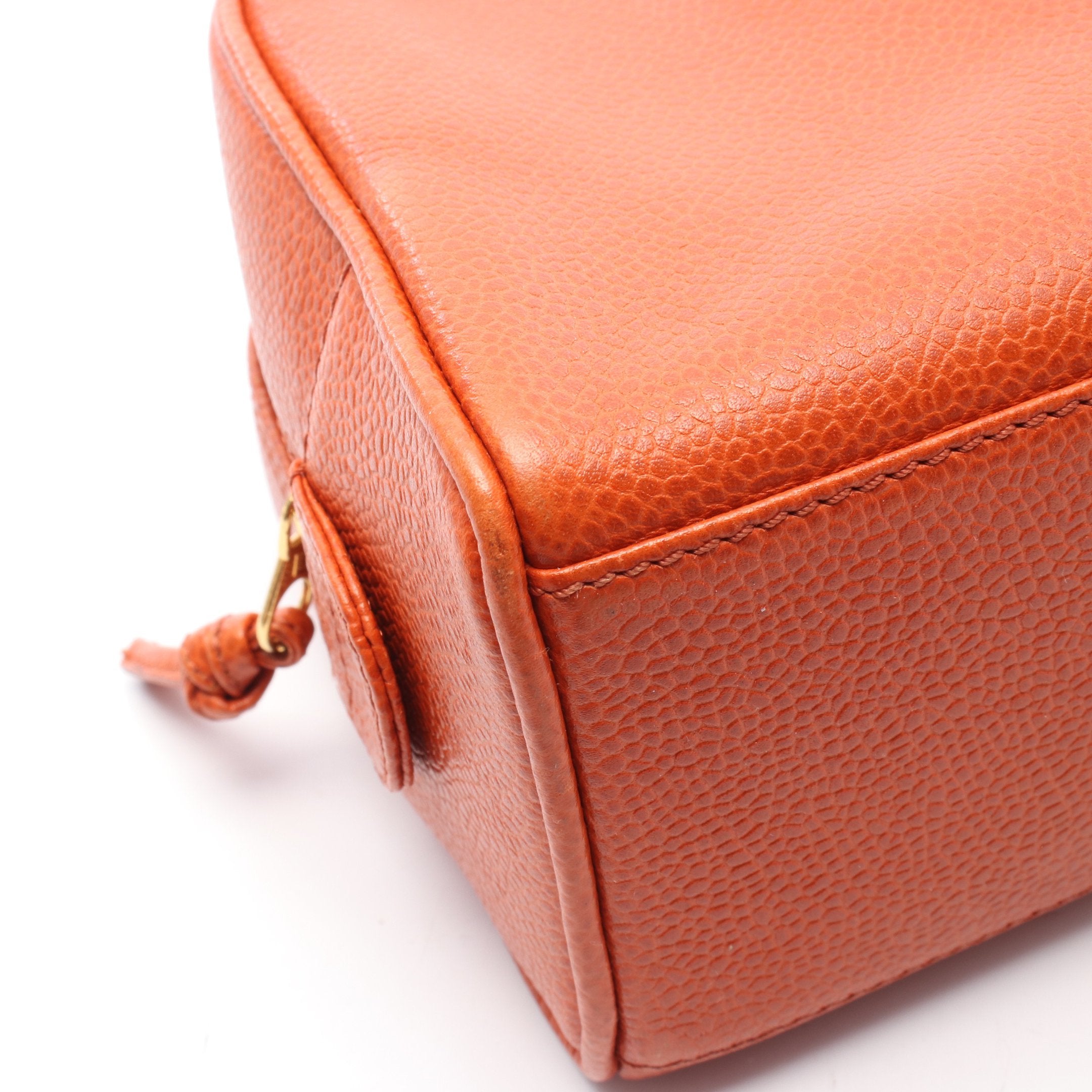 【希少 極美品】シャネル キャビアスキン ポーチ ココマーク ロゴ金具 黄色 10004029_10.jpg