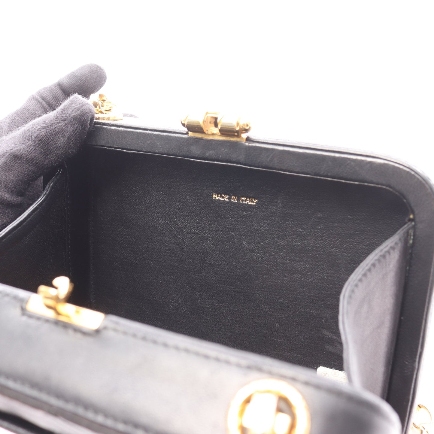 ココマーク ダイヤステッチ チェーンショルダーバッグ ラムスキン ブラック ゴールド金具 シャネル バッグ CHANEL