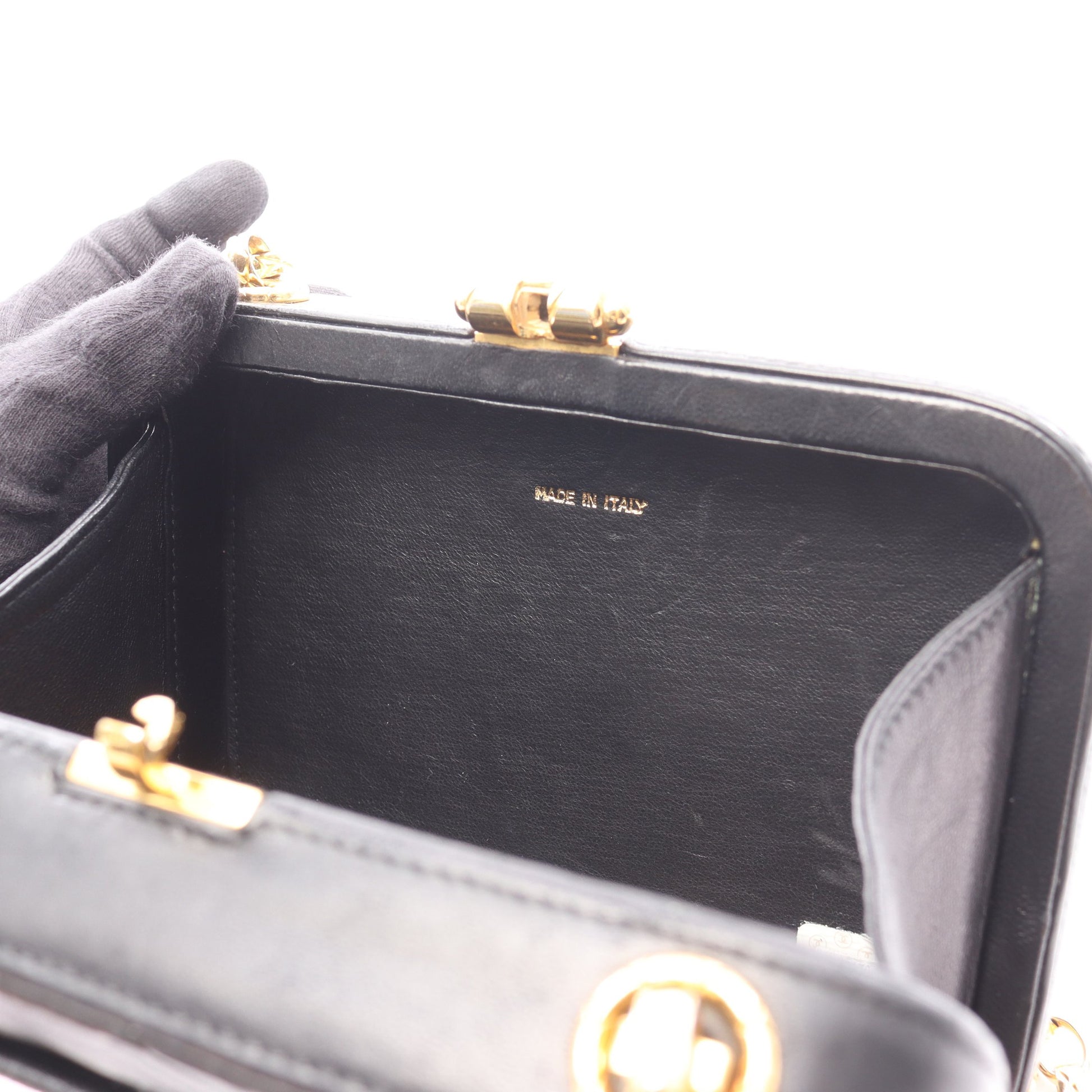 ココマーク ダイヤステッチ チェーンショルダーバッグ ラムスキン ブラック ゴールド金具 シャネル バッグ CHANEL
