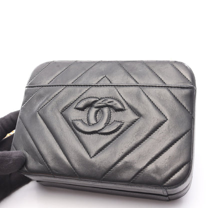 ココマーク ダイヤステッチ チェーンショルダーバッグ ラムスキン ブラック ゴールド金具 シャネル バッグ CHANEL