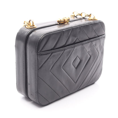 ココマーク ダイヤステッチ チェーンショルダーバッグ ラムスキン ブラック ゴールド金具 シャネル バッグ CHANEL