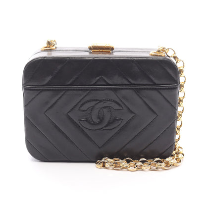ココマーク ダイヤステッチ チェーンショルダーバッグ ラムスキン ブラック ゴールド金具 シャネル バッグ CHANEL