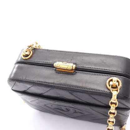 ココマーク ダイヤステッチ チェーンショルダーバッグ ラムスキン ブラック ゴールド金具 シャネル バッグ CHANEL