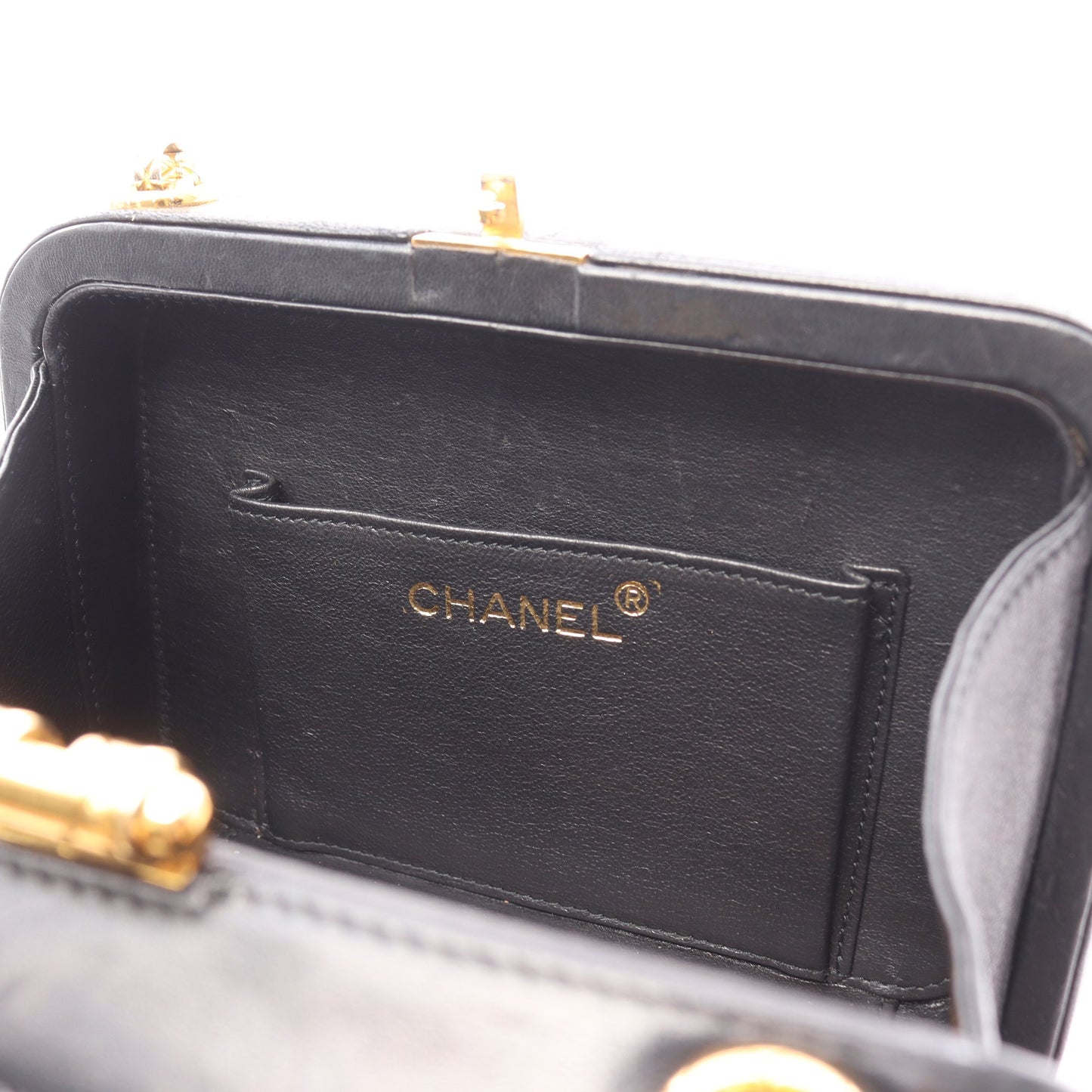 ココマーク ダイヤステッチ チェーンショルダーバッグ ラムスキン ブラック ゴールド金具 シャネル バッグ CHANEL