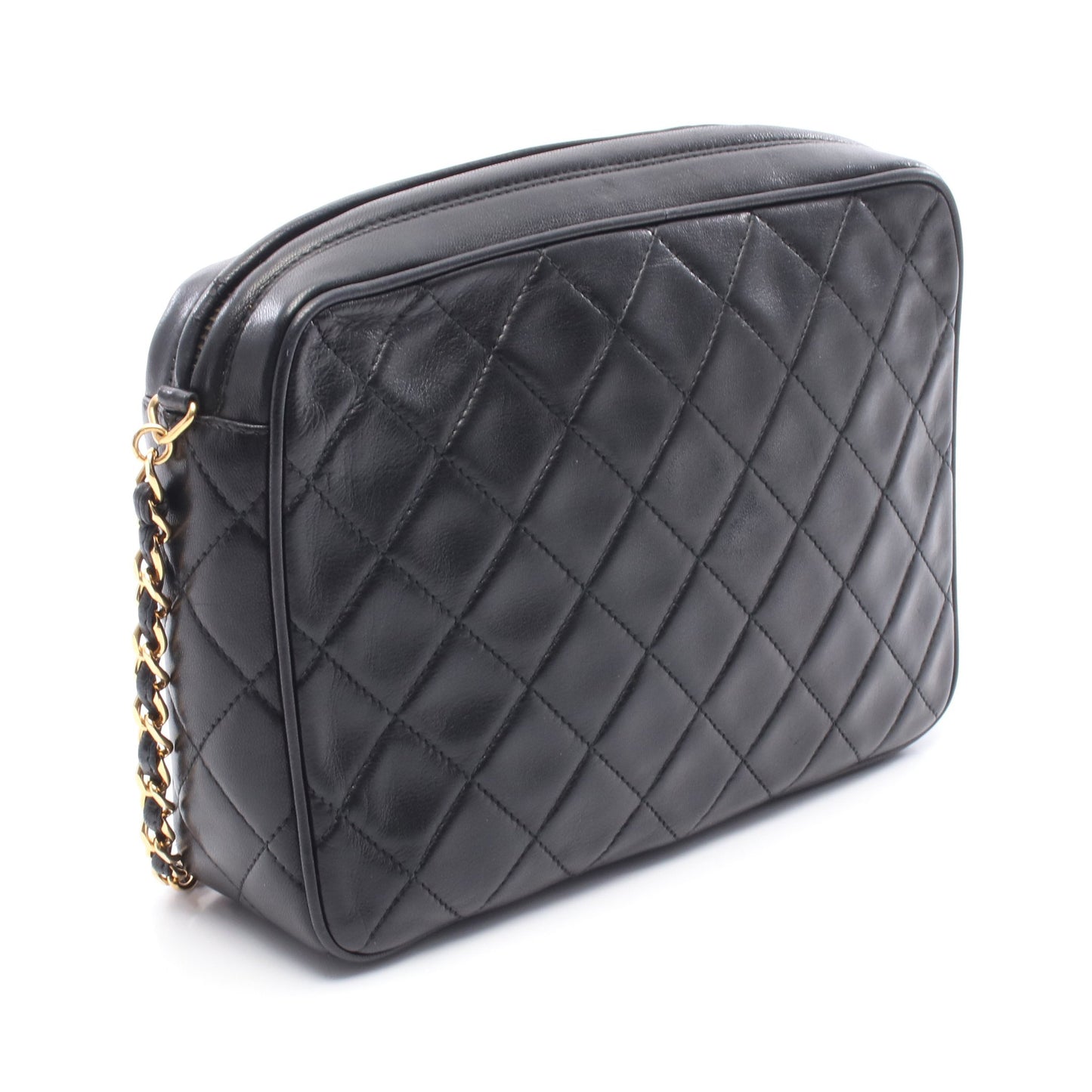 マトラッセ チェーンショルダーバッグ ラムスキン ブラック ゴールド金具 シャネル バッグ CHANEL