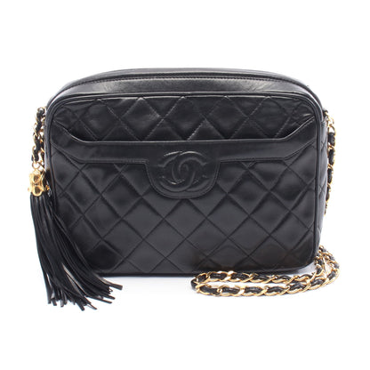 マトラッセ チェーンショルダーバッグ ラムスキン ブラック ゴールド金具 シャネル バッグ CHANEL