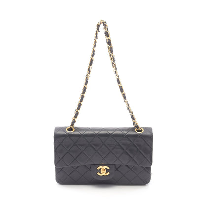 マトラッセ Wフラップ Wチェーンショルダーバッグ ラムスキン ブラック ゴールド金具 シャネル バッグ CHANEL