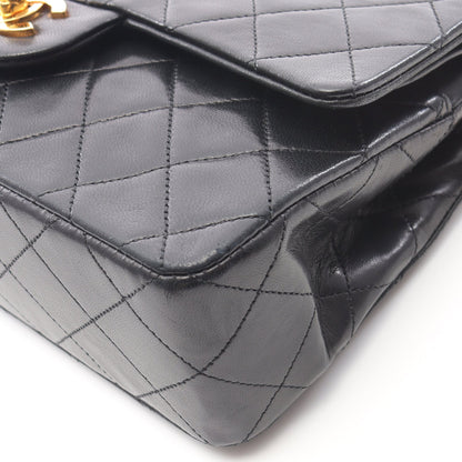 マトラッセ Wフラップ Wチェーンショルダーバッグ ラムスキン ブラック ゴールド金具 シャネル バッグ CHANEL