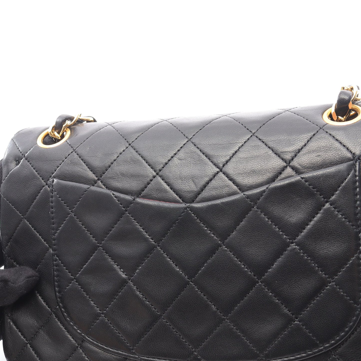 マトラッセ Wフラップ Wチェーンショルダーバッグ ラムスキン ブラック ゴールド金具 シャネル バッグ CHANEL