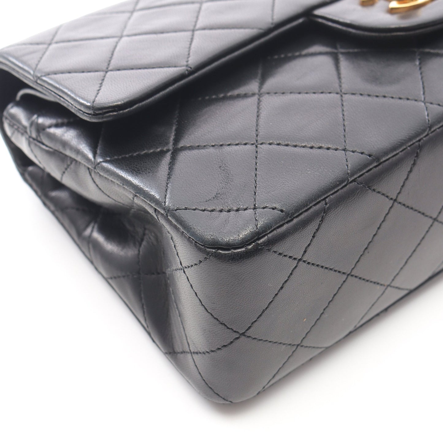 マトラッセ Wフラップ Wチェーンショルダーバッグ ラムスキン ブラック ゴールド金具 シャネル バッグ CHANEL