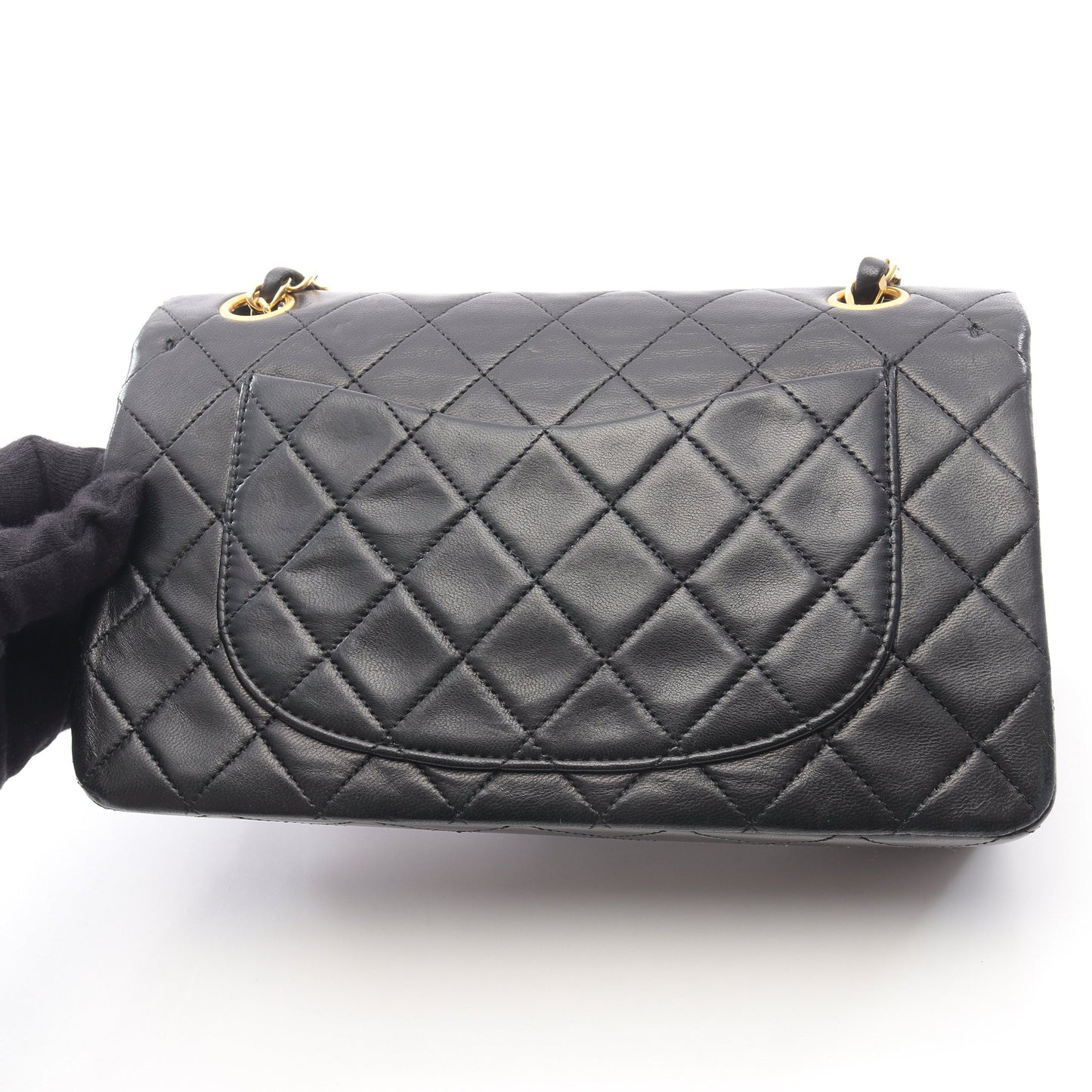 マトラッセ Wフラップ Wチェーンショルダーバッグ ラムスキン ブラック ゴールド金具 シャネル バッグ CHANEL