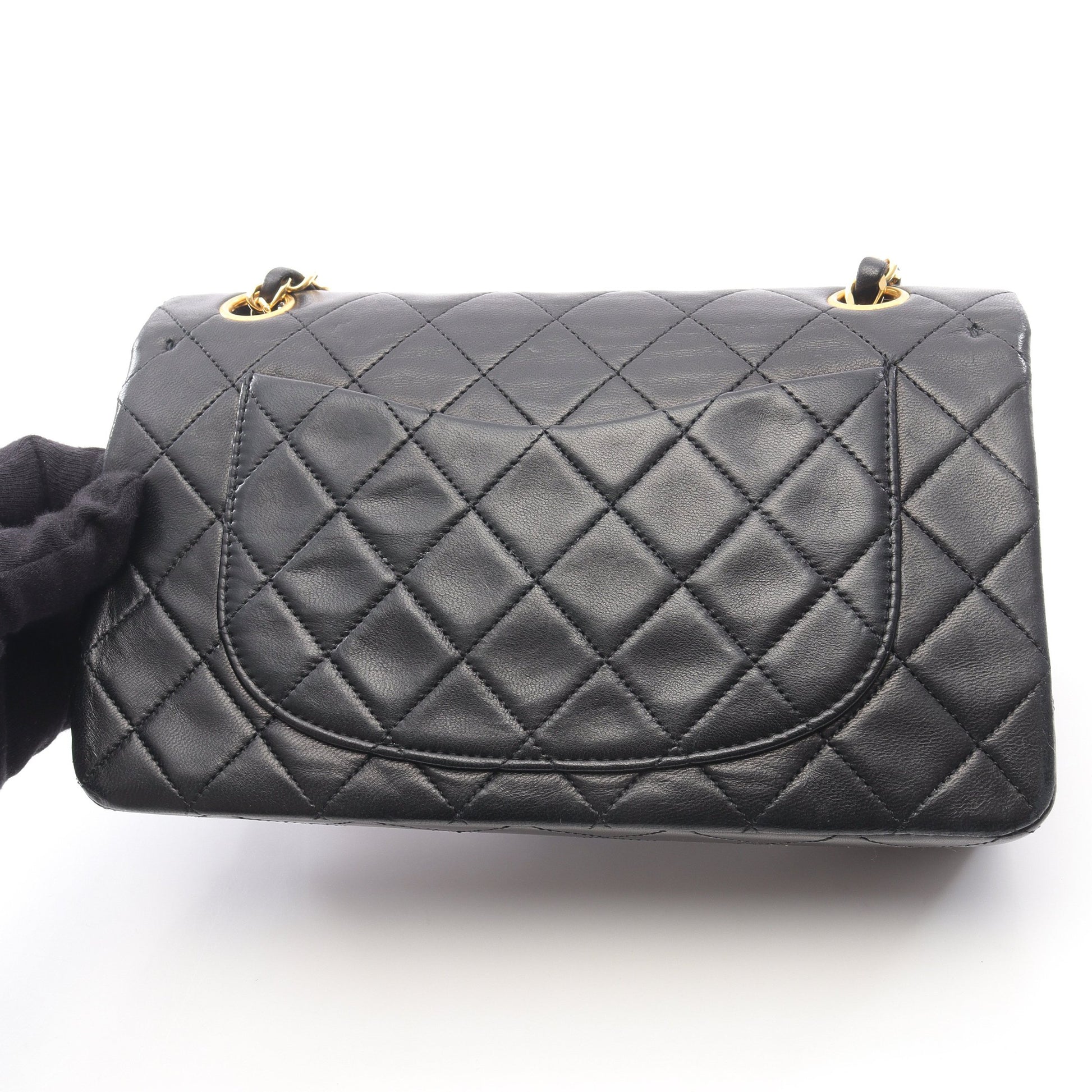 マトラッセ Wフラップ Wチェーンショルダーバッグ ラムスキン ブラック ゴールド金具 シャネル バッグ CHANEL