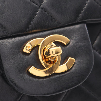 マトラッセ Wフラップ Wチェーンショルダーバッグ ラムスキン ブラック ゴールド金具 シャネル バッグ CHANEL