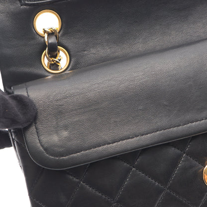 マトラッセ Wフラップ Wチェーンショルダーバッグ ラムスキン ブラック ゴールド金具 シャネル バッグ CHANEL