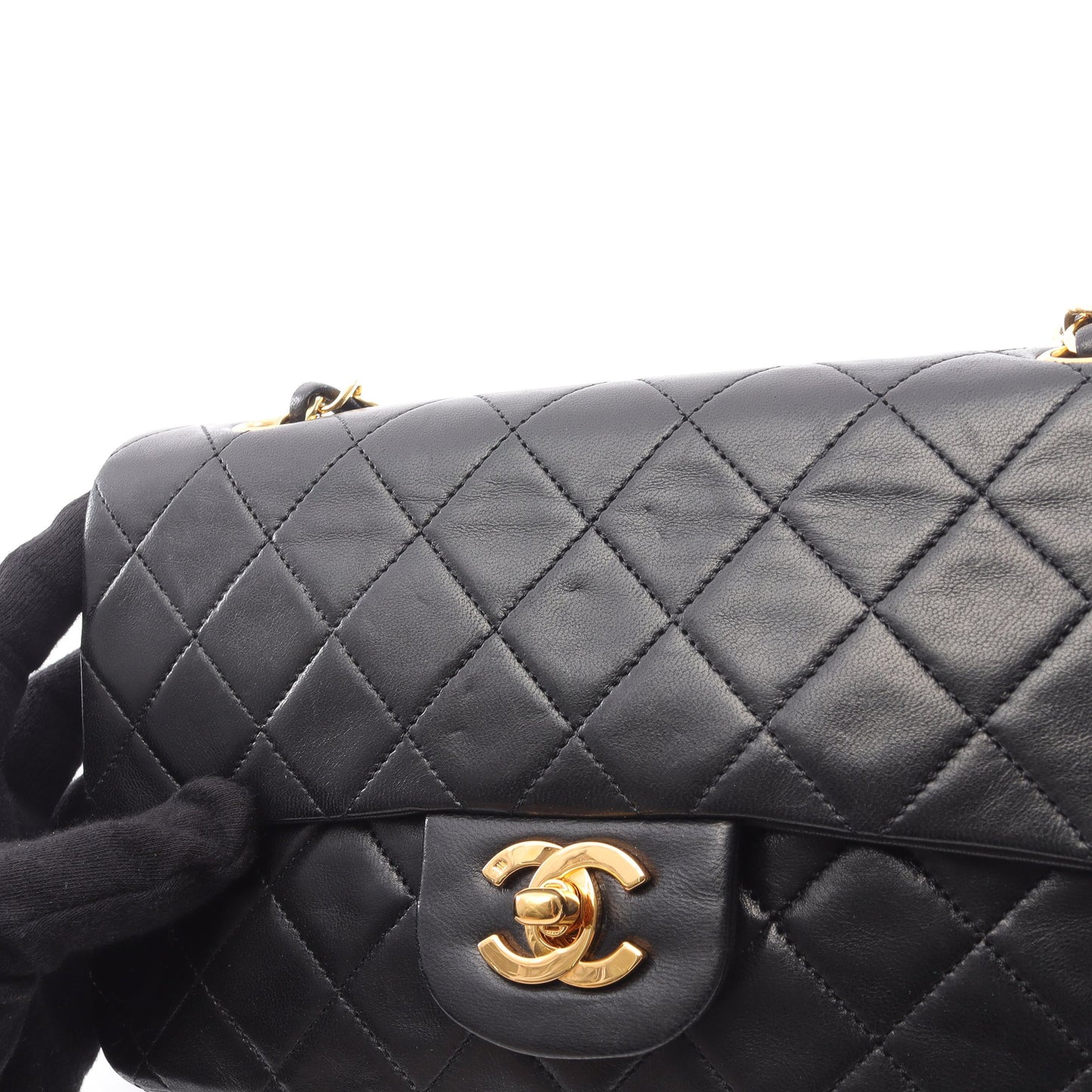 マトラッセ Wフラップ Wチェーンショルダーバッグ ラムスキン ブラック ゴールド金具 シャネル バッグ CHANEL
