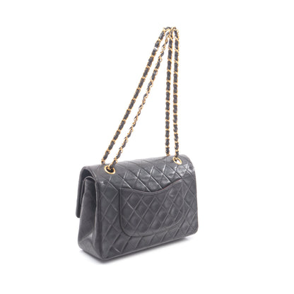 マトラッセ Wフラップ Wチェーンショルダーバッグ ラムスキン ブラック ゴールド金具 シャネル バッグ CHANEL
