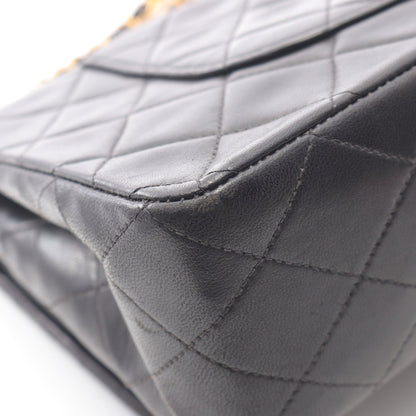 マトラッセ Wフラップ Wチェーンショルダーバッグ ラムスキン ブラック ゴールド金具 シャネル バッグ CHANEL